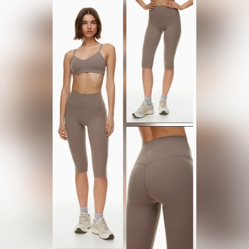 NWT Aritzia Women's Taupe High-Waisted Capri Leggings Size 2